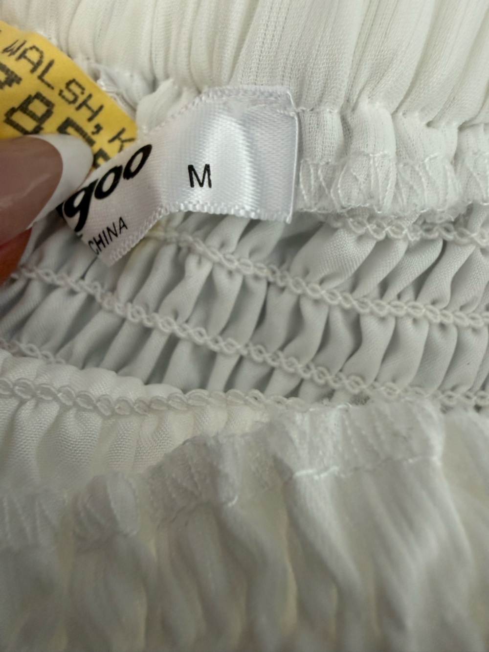 Women’s White Smocked Waist Tiered Maxi Skirt Size Medium Boho Summer Long - Picture 10 of 15